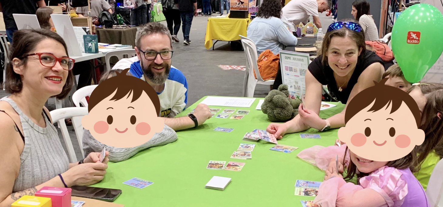 Children and adults testing The Food Clans prototype at InterOcio 2024.