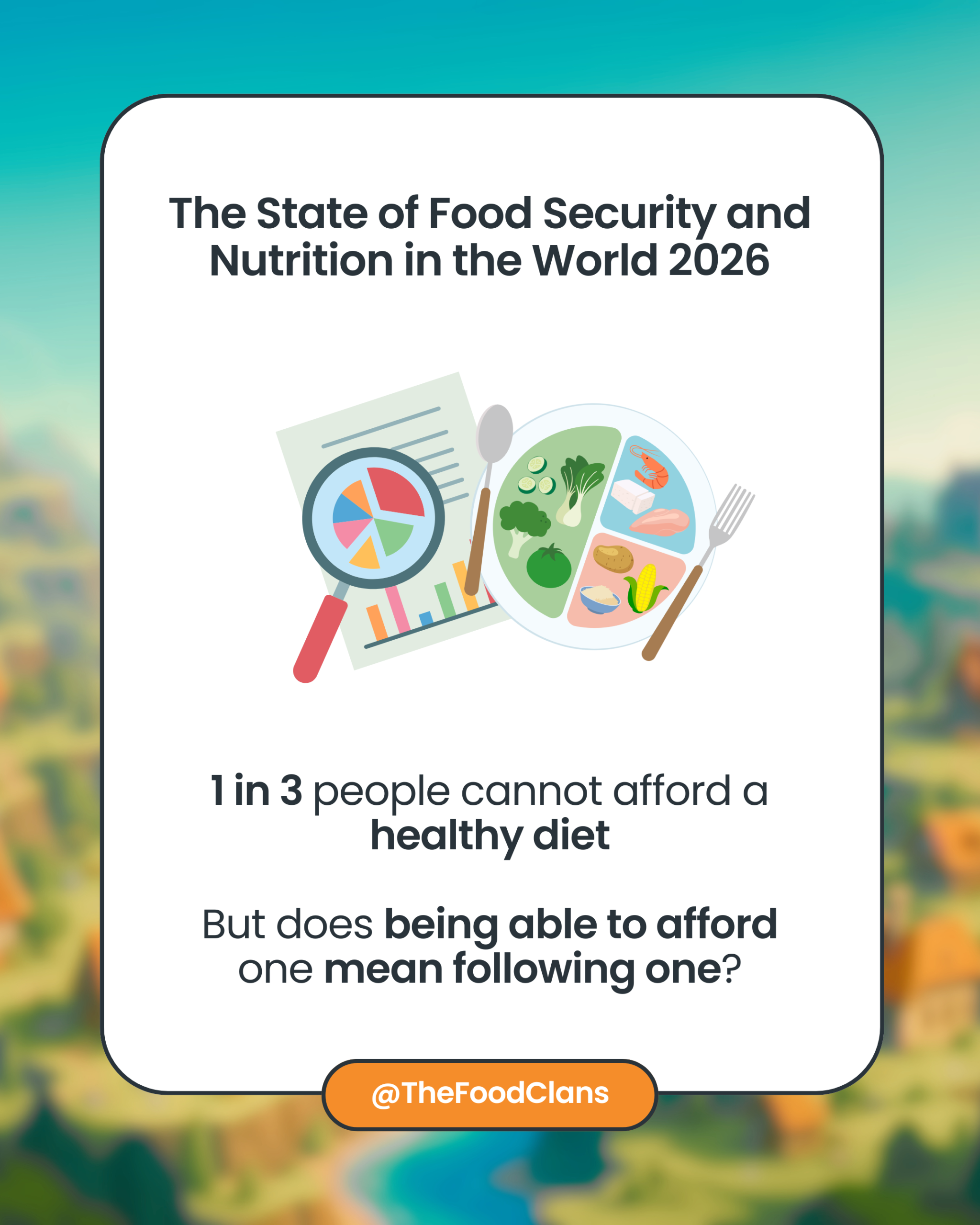 Illustration about SOFI 2026: almost one in three people cannot afford a healthy diet.